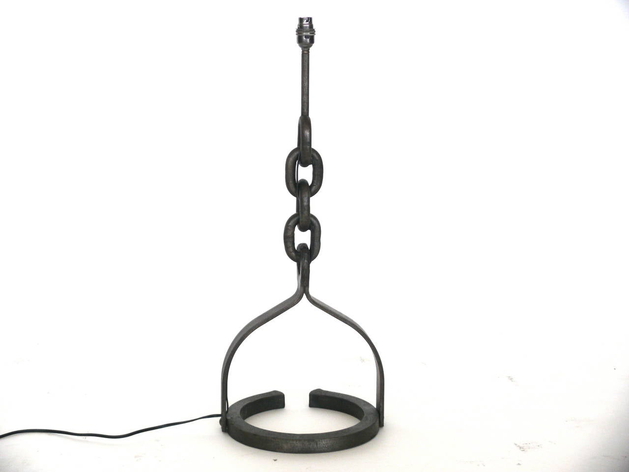 Pair of Iron Chain Lamps In Excellent Condition In Beverly Hills, CA