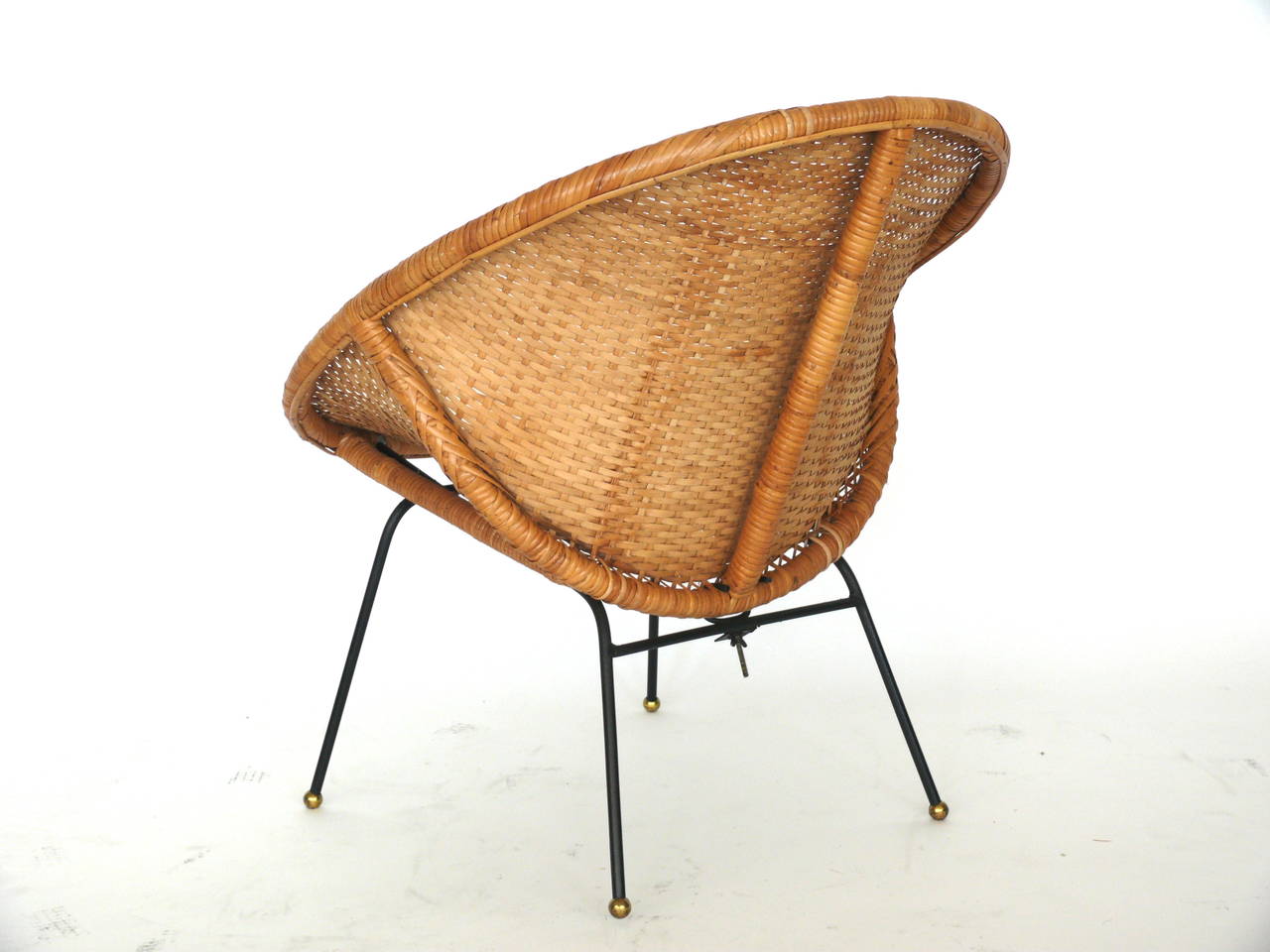 Woven Wicker and Iron Bucket Chairs 3