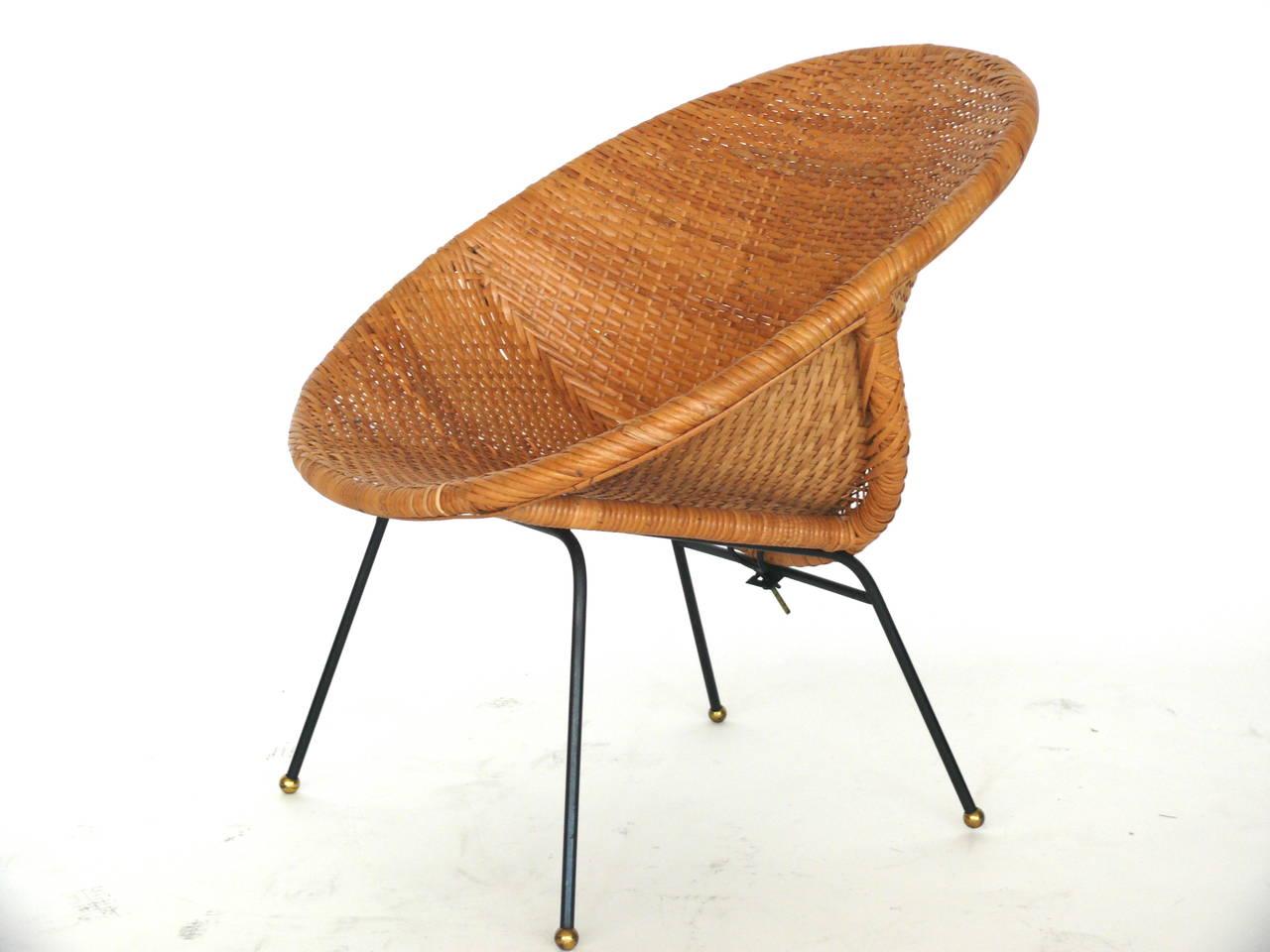 Woven Wicker and Iron Bucket Chairs 2