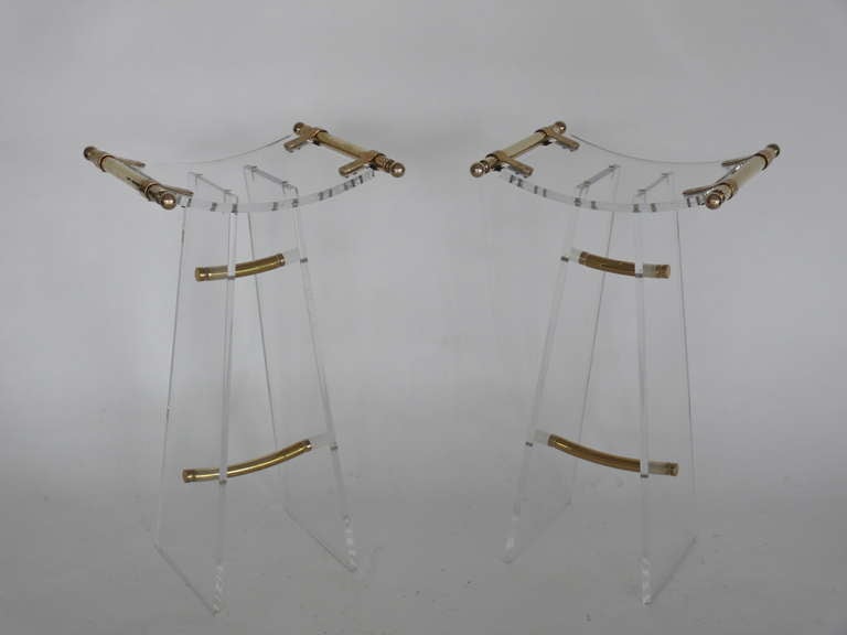 Lucite and Brass Bar Stool 5