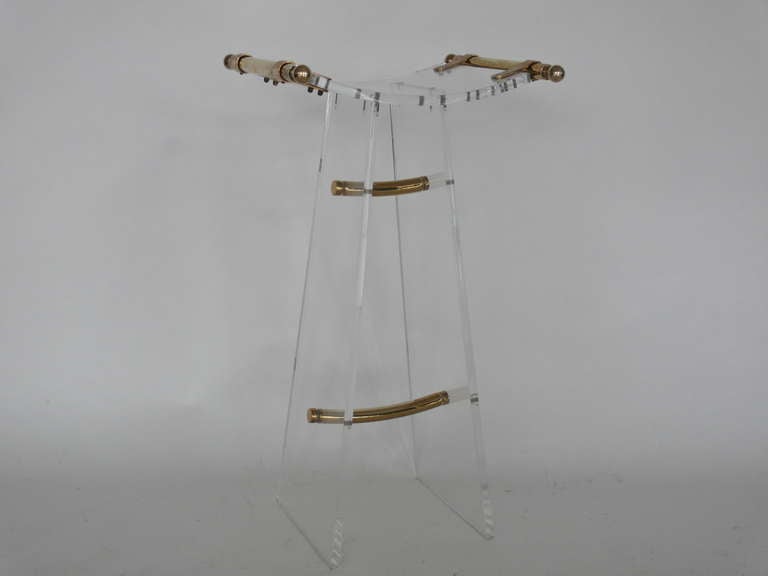 American Lucite and Brass Bar Stool