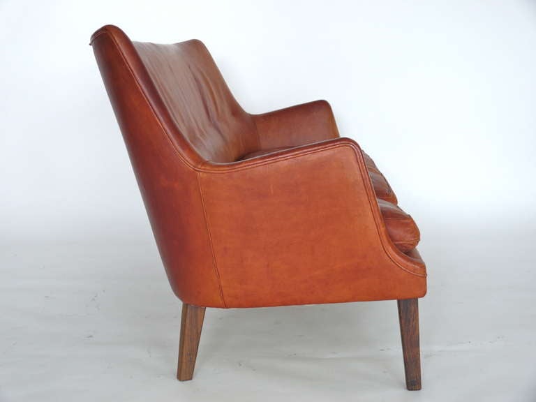 Danish Leather Sofa by Arne Vodder