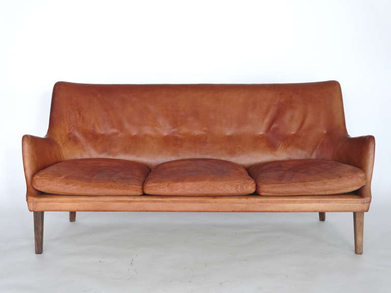 Leather Sofa by Arne Vodder In Excellent Condition In Beverly Hills, CA