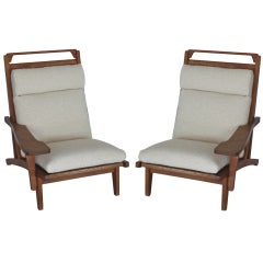 French Oak Lounge Chairs