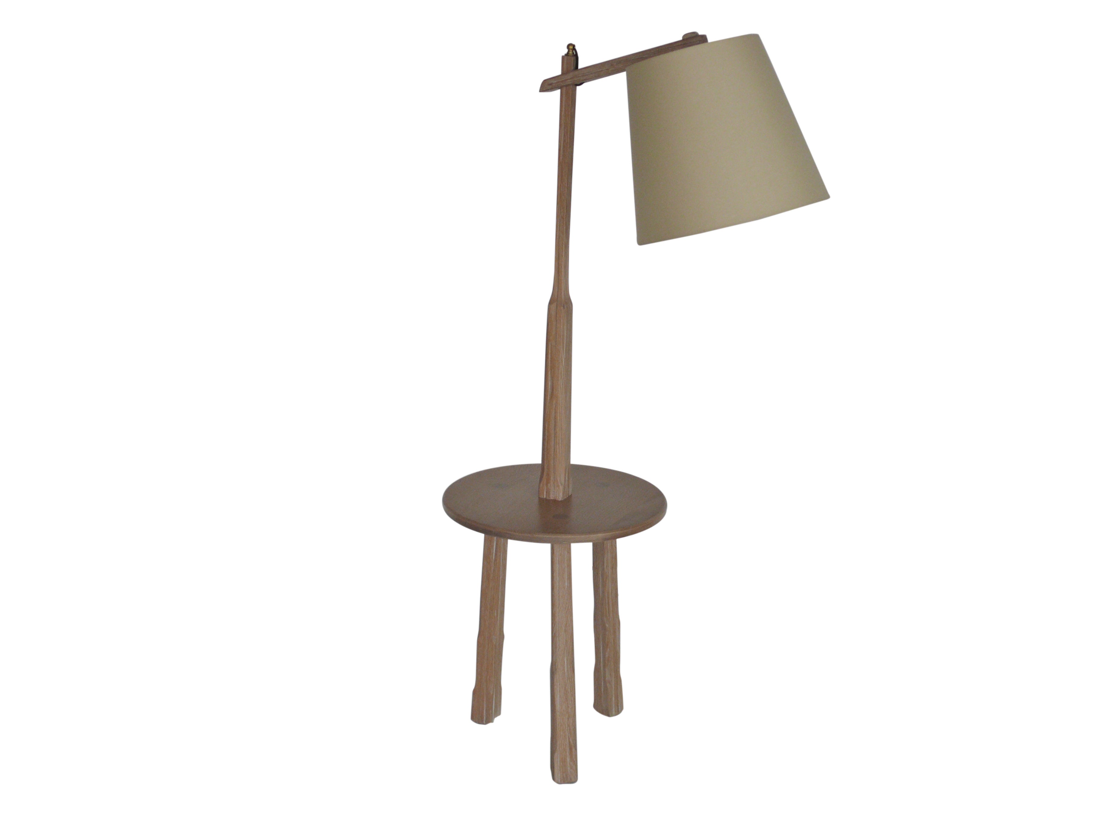 Oak Floor Lamp with Table by Brandt Ranch at 1stDibs