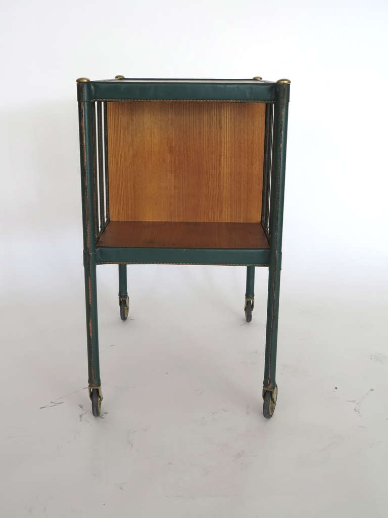 Leather Jacques Adnet Bar Cart