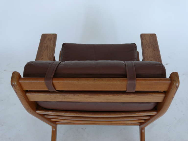 Leather and Oak Armchairs by Hans Wegner 2