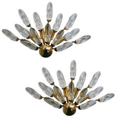 Pair of Italian Glass and Brass Sconces 5