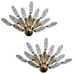 Pair of Italian Glass and Brass Sconces