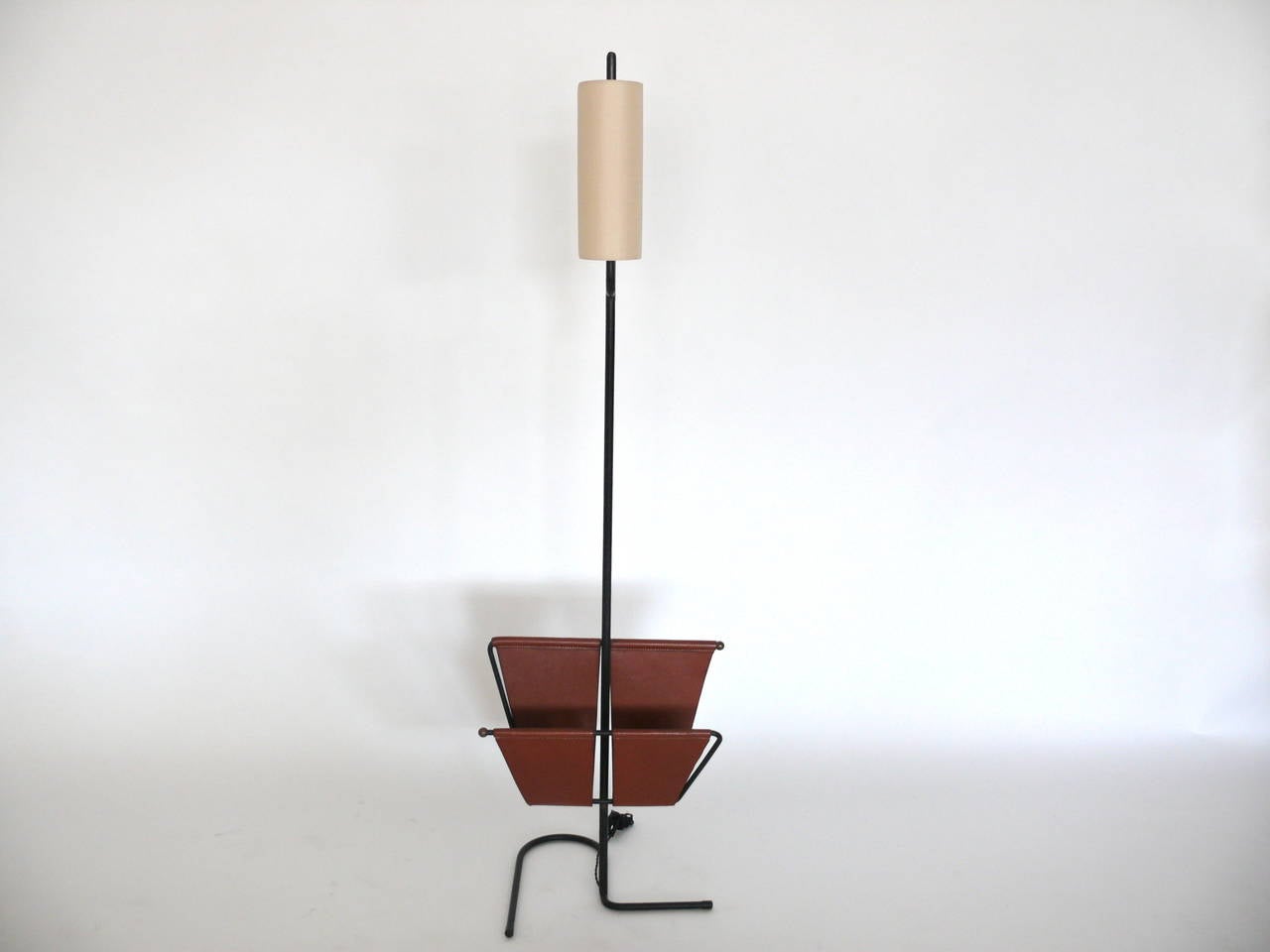 Floor Lamp with Magazine Rack by Jacques Adnet 1