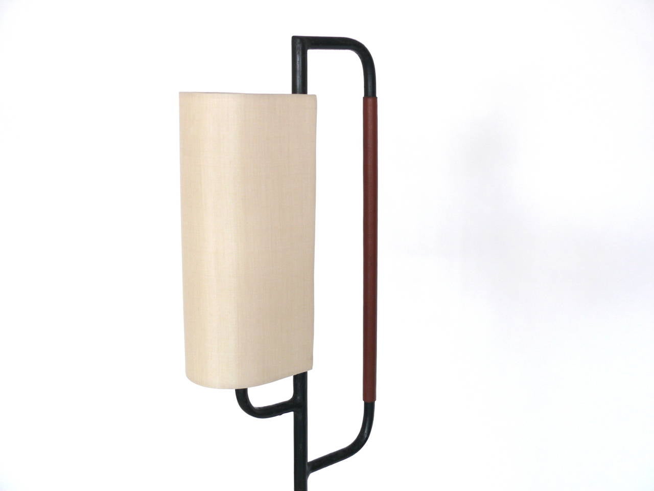 Floor Lamp with Magazine Rack by Jacques Adnet In Excellent Condition In Beverly Hills, CA