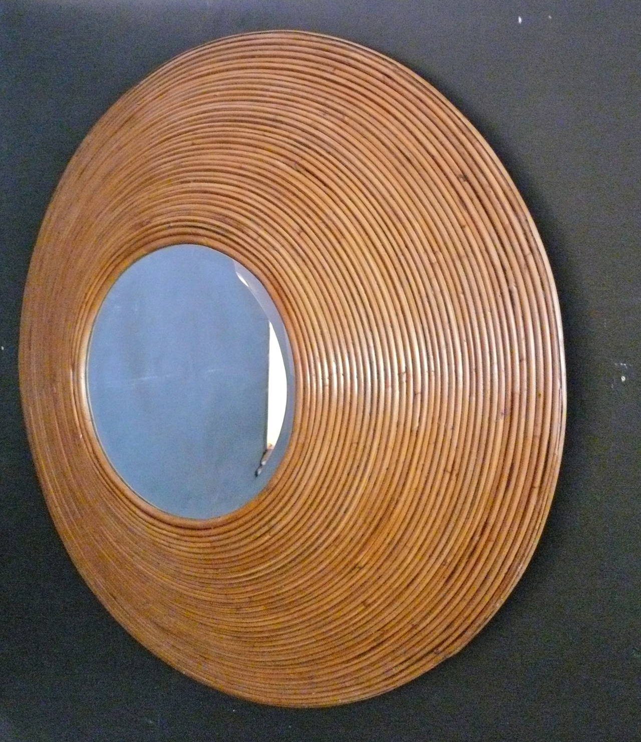 Fantastic large-scale rattan mirror. Rattan in very good condition. Perfect for a hallway or bathroom.