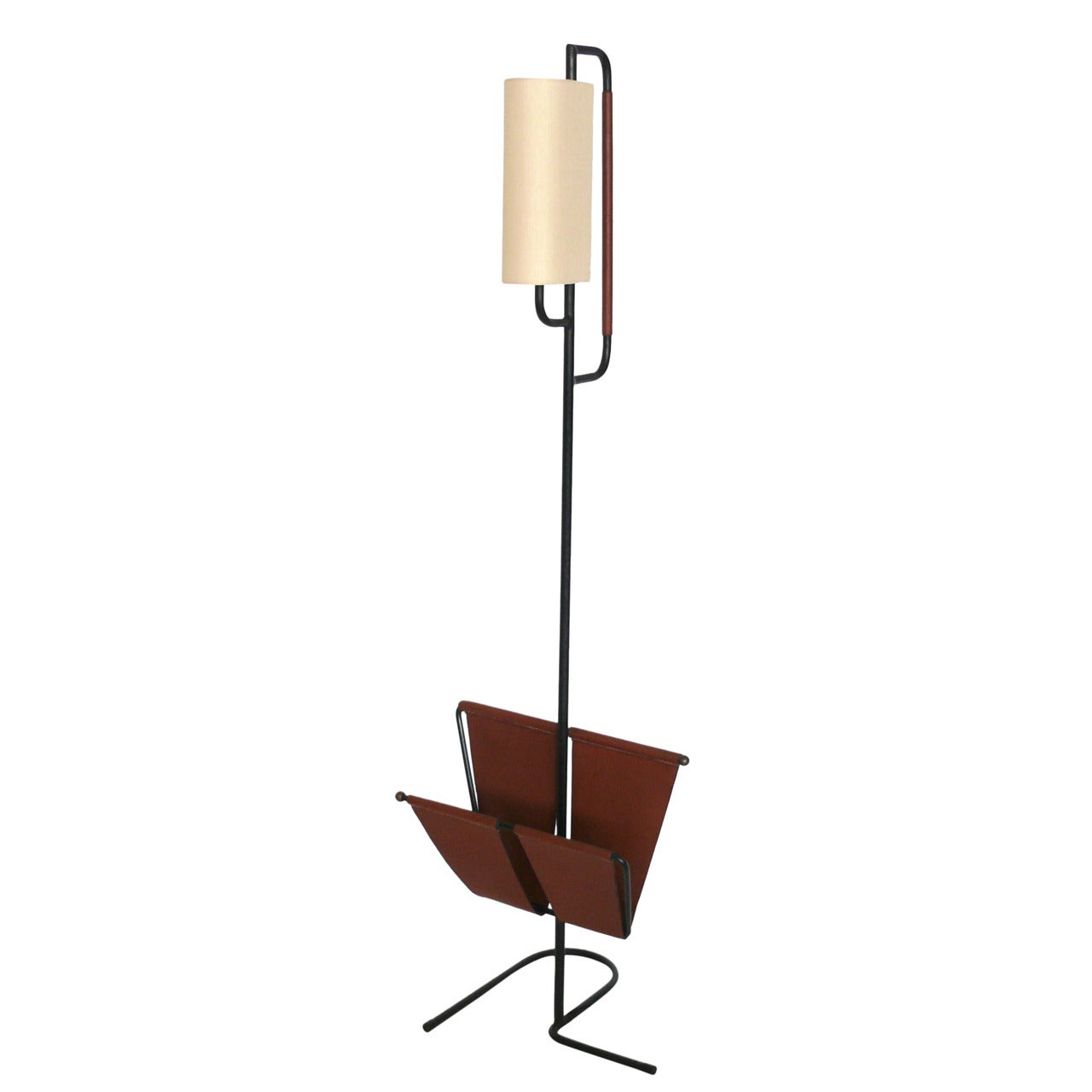 Floor Lamp with Magazine Rack by Jacques Adnet