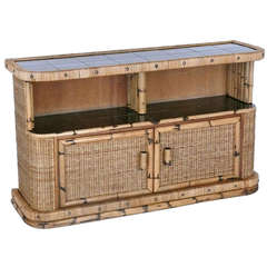 Rattan, Bamboo and Tile Buffet by Mathieu Matégot