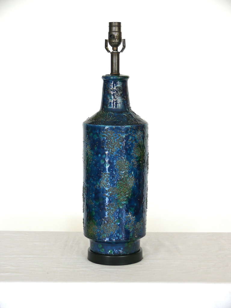 American Blue Pottery Glazed Table Lamps
