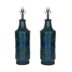 Blue Pottery Glazed Table Lamps