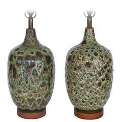 Green Pottery Glazed Table Lamps