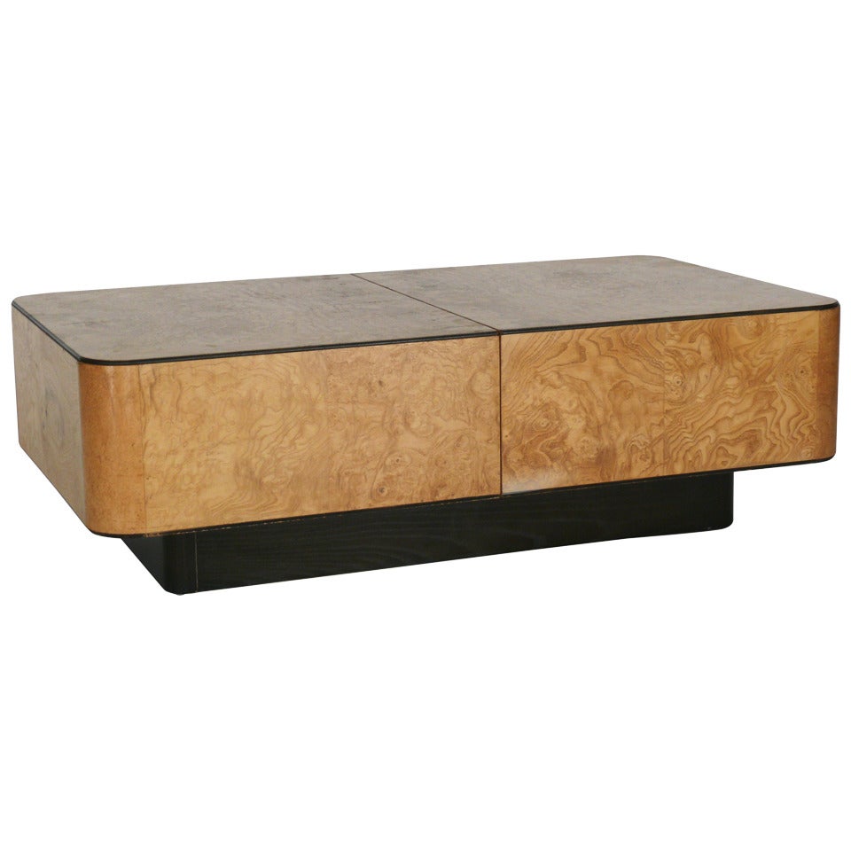 Burled Maple Wood Coffee Table in the style of Milo Baughman