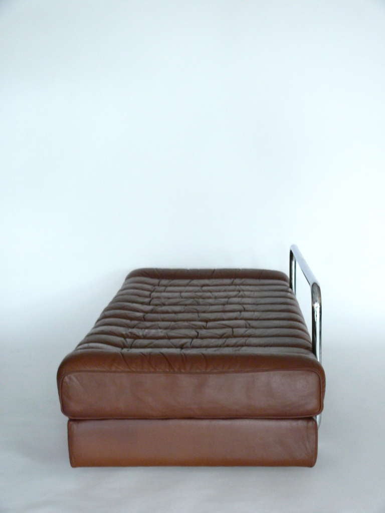 Leather and Chrome Sofa Bed by De Sede 1