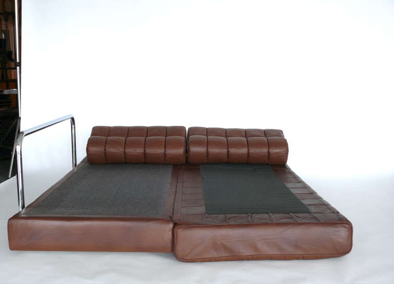 Leather and Chrome Sofa Bed by De Sede 3