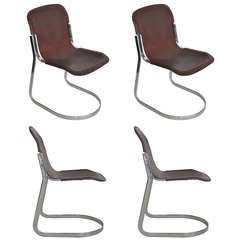 Italian Leather Sling Dining Chairs