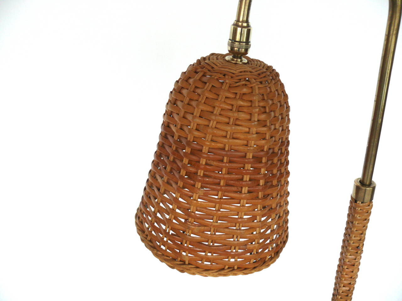 Pair of Rattan and Brass Floor Lamps 3