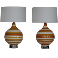 Vintage Large Ceramic Stripe Lamps