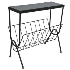 French Iron Side Table and Magazine Rack