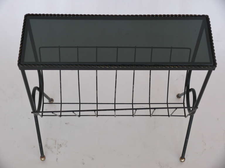 20th Century French Iron Side Table and Magazine Rack