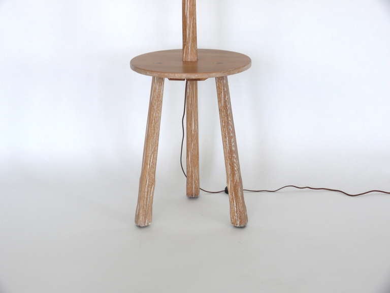 Oak Floor Lamp with Table by Brandt Ranch In Excellent Condition In Beverly Hills, CA