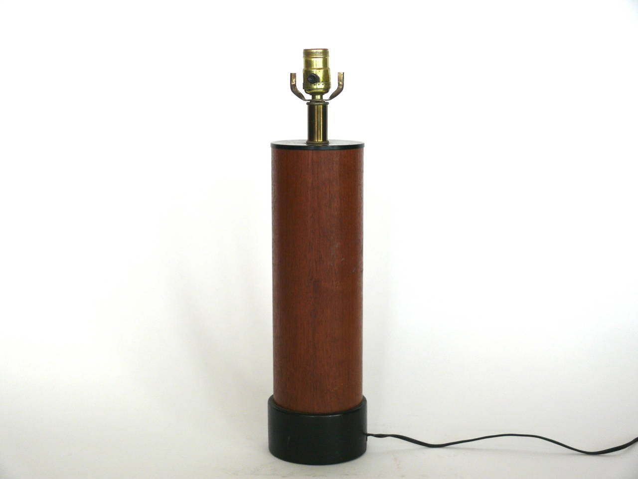 Danish Wood and Leather Lamp In Good Condition In Beverly Hills, CA