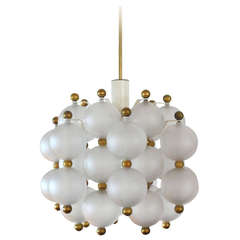 Kinkeldey Frosted Glass and Brass Chandelier 8