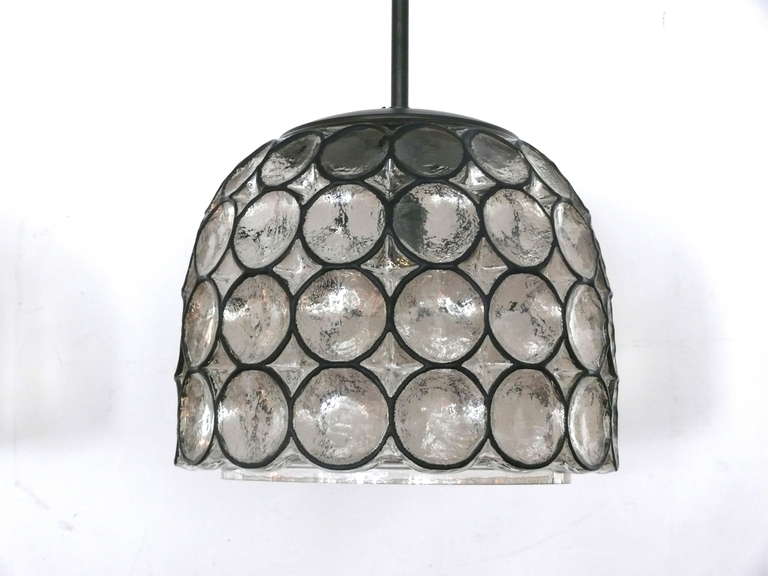 Large Austrian Iron and Glass Pendant In Excellent Condition In Beverly Hills, CA