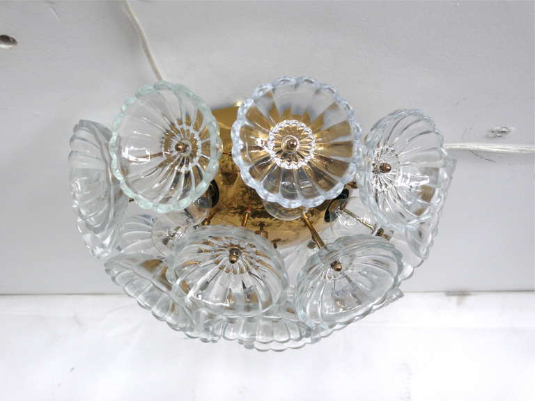 Brass and Glass Flush Mount