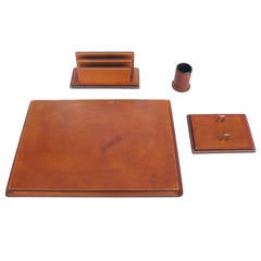 Vintage French Leather Desk Set