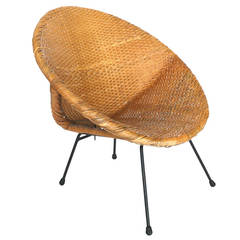 Wicker and Iron Scoop Chair