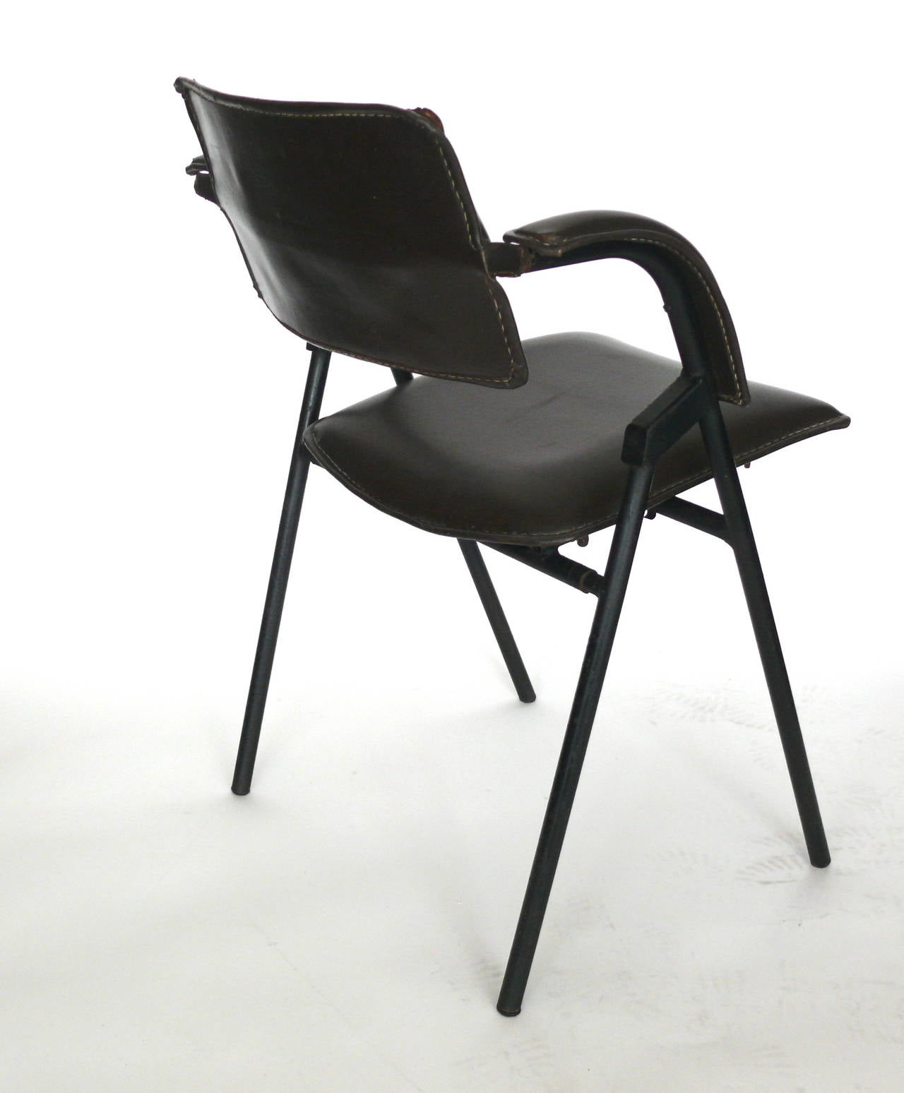 Jacques Quinet Leather and Iron Chair 1