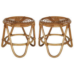 Petite Rattan and Bamboo Stools by Franco Albini