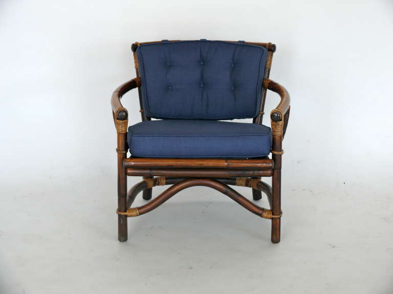 Rattan and Bamboo Armchairs by Ficks Reed In Excellent Condition In Beverly Hills, CA
