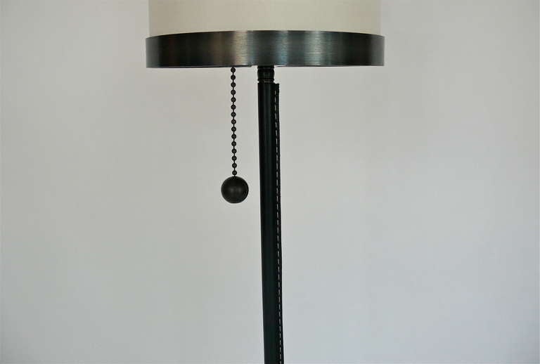 American Wilshier Leather Wrapped Floor Lamp by Orange Los Angeles  For Sale