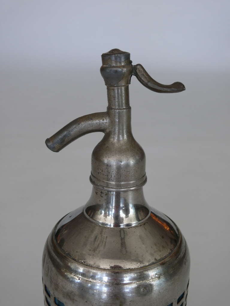 French Metal and Glass Soda Siphon In Excellent Condition In Beverly Hills, CA