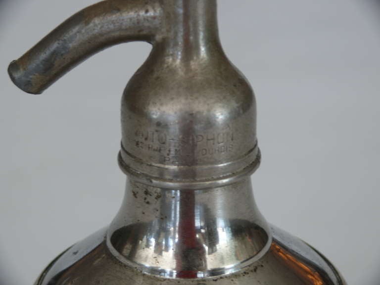 Mid-20th Century French Metal and Glass Soda Siphon