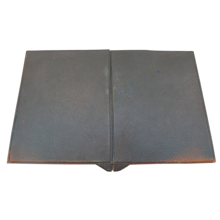 French Green Leather Desk Blotter