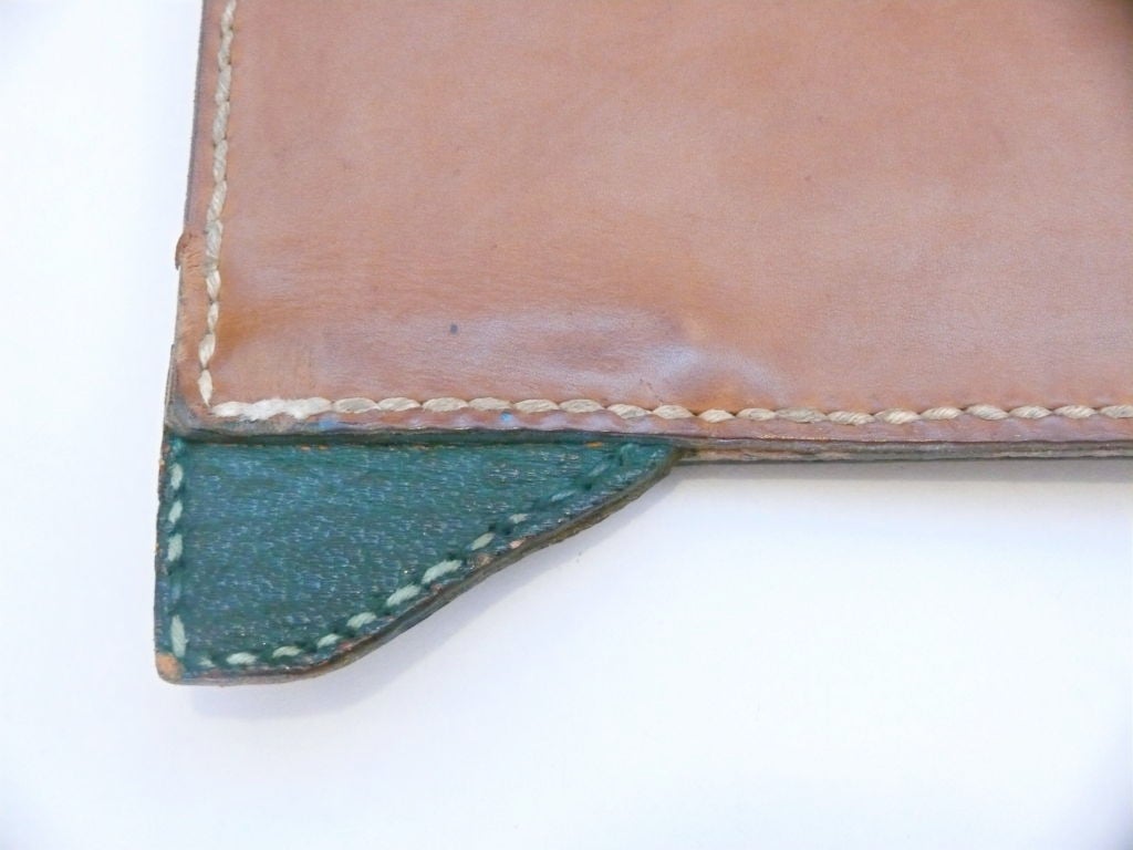 French Green Leather Desk Blotter at 1stDibs