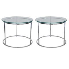 Floating Glass and Chrome End Tables