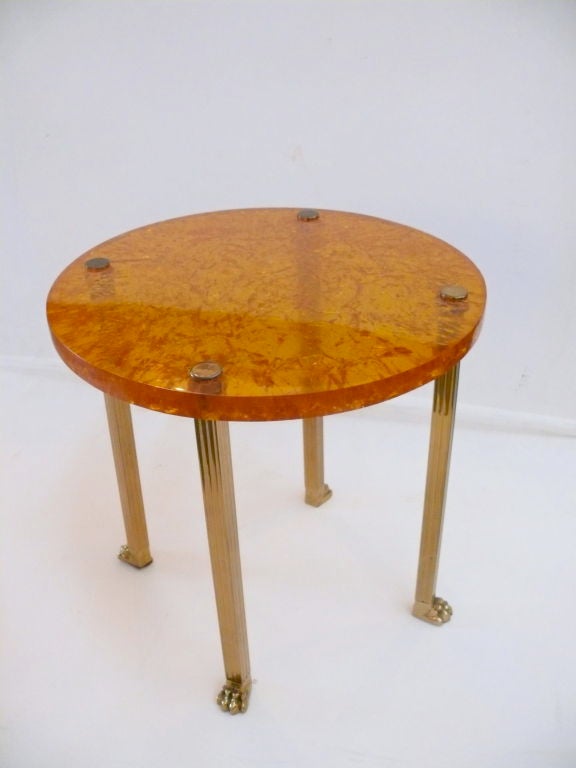 Resin and Brass Table by Pierre Giraudon