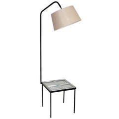 Jacques Adnet Leather and Glass Floor Lamp