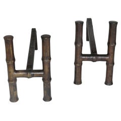 Vintage French Bamboo Andirons