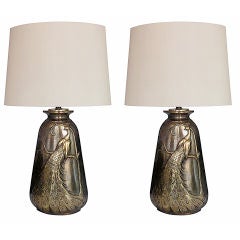 Vintage Brass Peacock Lamps