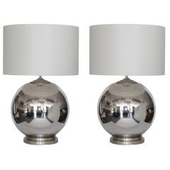 Large Globe Mercury Glass Lamps